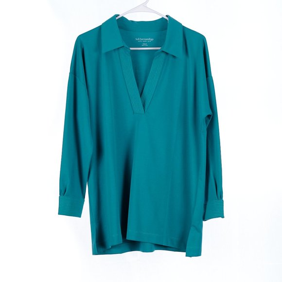 Soft Surroundings Green Long Sleeve Top Petite Medium - Picture 1 of 6